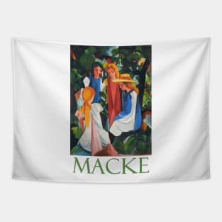 Four Girls by German Expressionist August Macke Tapestry