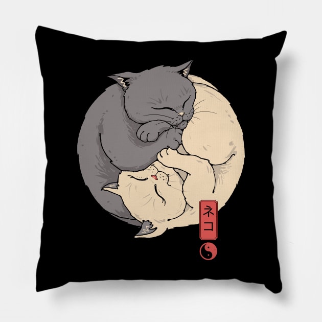 Yin Yang Cats Pillow by Vincent Trinidad Art