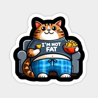 I Am Not Fat meme Tabby Cat Couch Potato Nachos Magnet