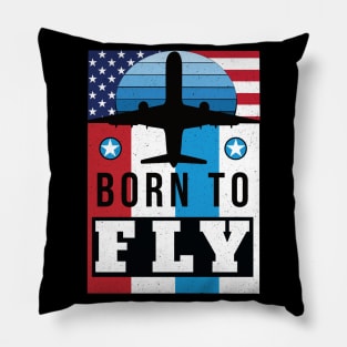 Retro Born to Fly aviation design Pillow