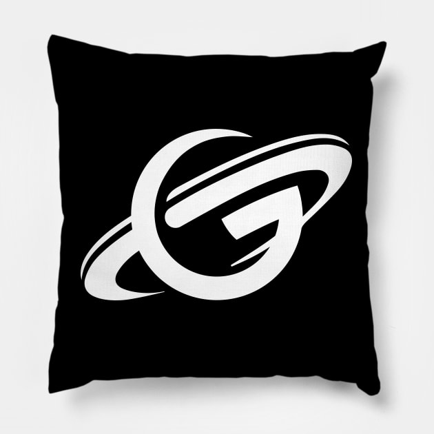Geekvolution Planet Logo (White) Pillow by Geekvolution 