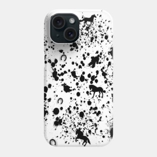 Black and White Paint Splat and Horse Pattern Phone Case