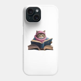 cute Cat Read A Book Phone Case