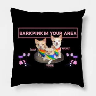 BarkPink in your Rainbow Bandana Pillow