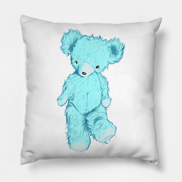 Blue Teddy Bear Pillow by So Red The Poppy