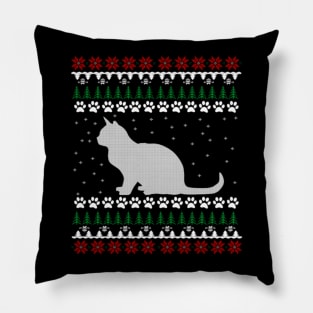 Cat Lover Ugly Christmas Sweater Gift Cute Pillow