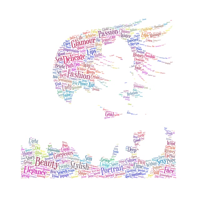 Portrait Woman Lady Silhouette Shape Text Word Cloud by Cubebox