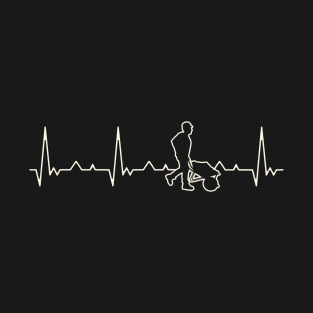 Wheelbarrow Construction Worker. Heart. Love. EKG. Pulse. Beat. T-Shirt