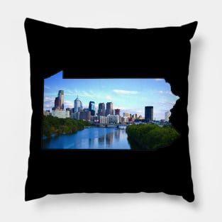 Pennsylvania State Outline (Philadelphia & Delaware River) Pillow