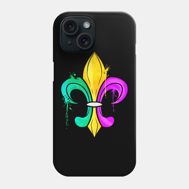 Green, Golden and Purple Fleur De Lis Phone Case by SinBle