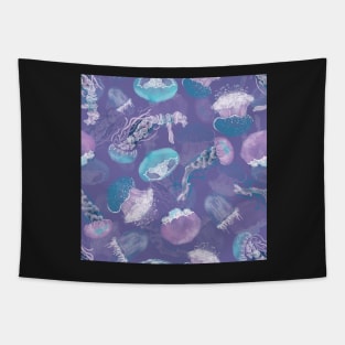 Floating Jellies Electric Purple Tapestry