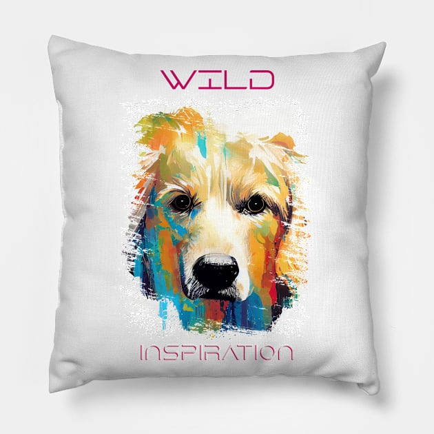 Golden Retriever Dog Wild Nature Animal Colors Art Painting Pillow by Cubebox