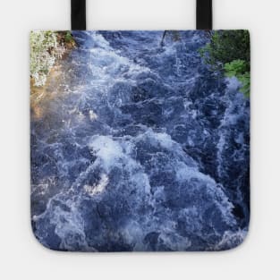 A flowing river,river, flow, water, turquoise, navy, blue, vegetation, paradise, island, summer, beach, adventure, foam, tropical, exotic, aqua, rain, xmas, holidays, Tote