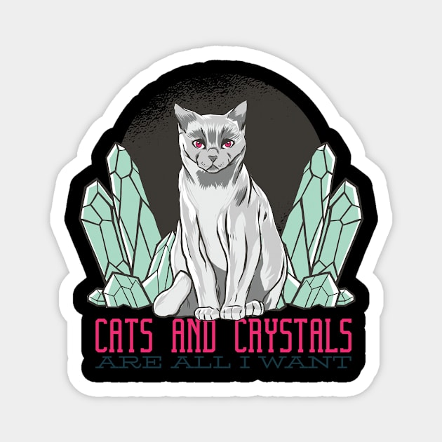 Cat and Crystal Magnet by Shirtseller0703