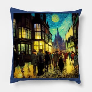 Starry Night in Diagon Alley Pillow