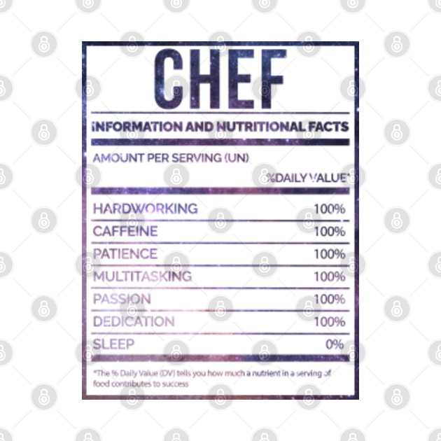 Disover Awesome And Funny Nutrition Label Chef Chefs Cooking Cook Restaurant Saying Quote For A Birthday Or Christmas - Chefs - T-Shirt