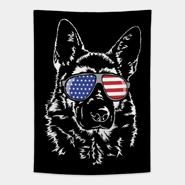 Proud Patriotic German Shepherd American Flag dog Tapestry by wilsigns