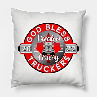 GOD BLESS THE TRUCKERS - MANDATES MUST GO - FREEDOM CONVOY 2022 RED Pillow