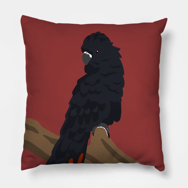 Black Cockatoo Pillow by Tilly-Scribbles