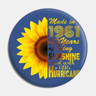 Vintage 1961 Sunflower 60th Birthday Awesome Gift Pin
