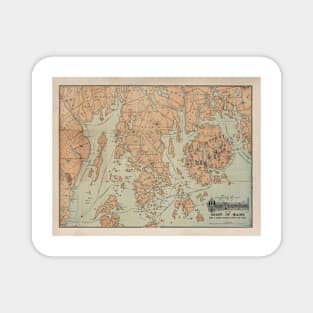 Old Mount Desert ME Map (1890) Vintage Coastal Maine Atlas Magnet
