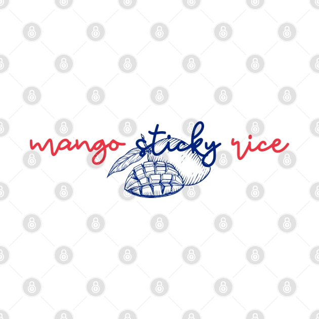 mango sticky rice - Thai red and blue - Flag color - with sketch by habibitravels