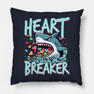 Heartbreaker shark eating hearts Valentine's Day Pillow