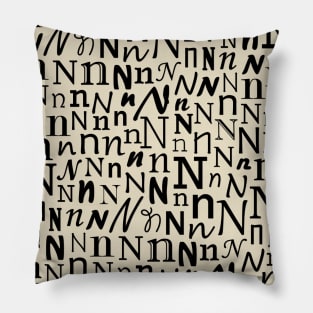 N - Typography (Black) Pillow