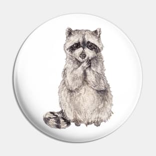 Cute watercolor raccoon Pin