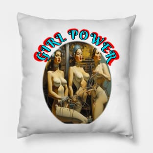 Girl Power Retro surreal Pillow