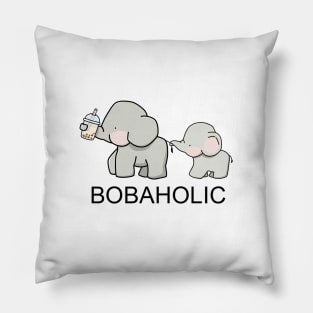 Cute Little Bobaholic Elephants Love Boba! Pillow