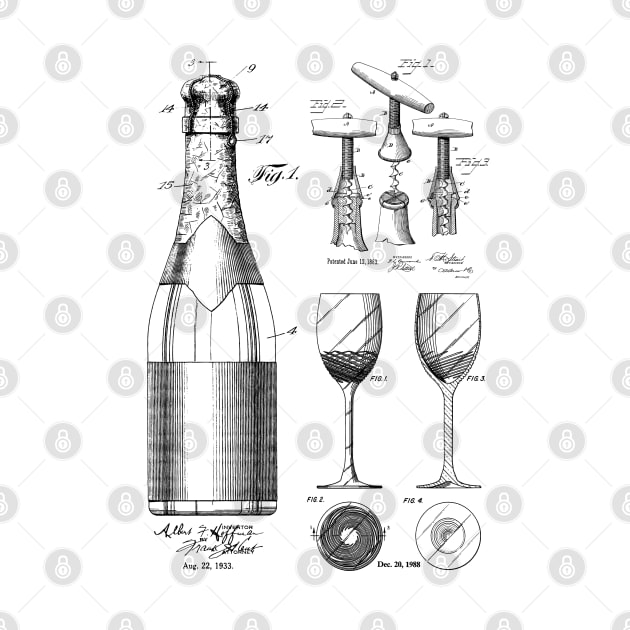 Wine Lover Patent Prints by MadebyDesign