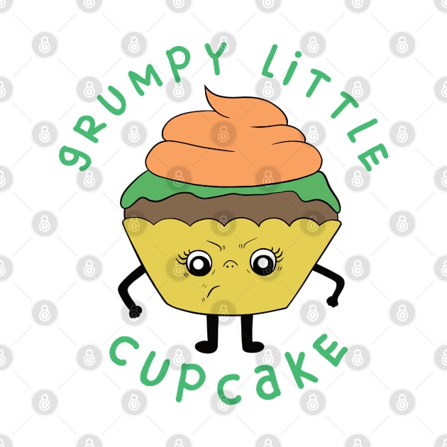 Grumpy Little Cupcake - Cute Kawaii Cupcake Design - Yellow Version by Funky Chik’n