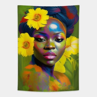 Black beautiful woman portrait 3 Tapestry