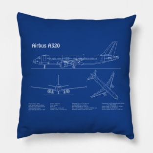 Airbus a320 Airplane Blueprint Plan - ADpng Pillow