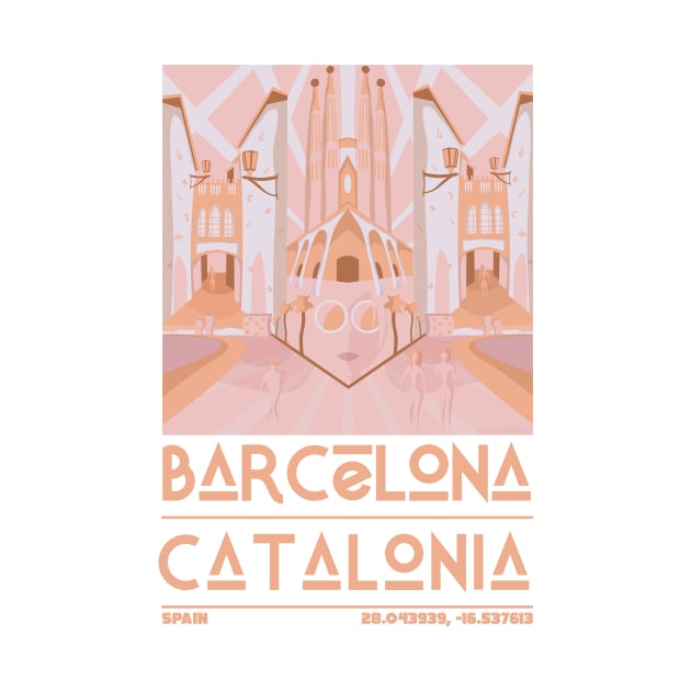 Barcelona, Catalonia, Spain Retro Travel by JDP Designs