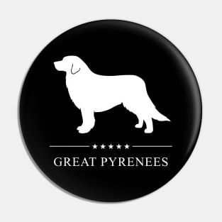 Great Pyrenees Dog White Silhouette Pin