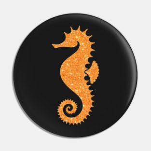 Bright Orange Faux Glitter Seahorse Pin