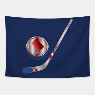 NHL - WA DC Silver White Red Blue Stick and Puck Tapestry