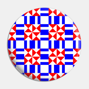 Red White Blue London Town Roads Patchwork Pattern Pin