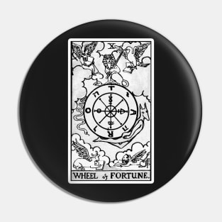 X. Wheel of Fortune Tarot Card | Black and white Pin