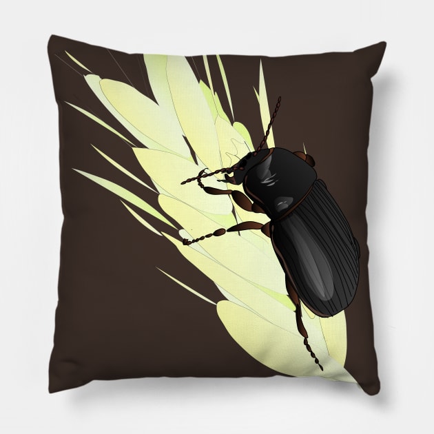 Zabrus beetle eating cereal Pillow by FabuleusePlanete