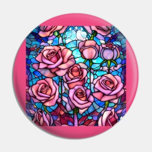 Stained Glass Roses Pin