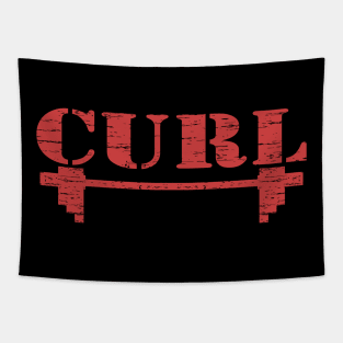 Curl, Bodybuilding, Motivational, Inspirational, Typography, Aesthetic Text, Minimalistic Tapestry