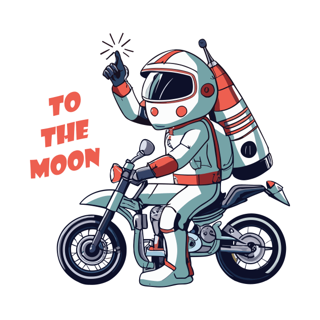 kid astronaut on bike - to the moon by Kingrocker Clothing