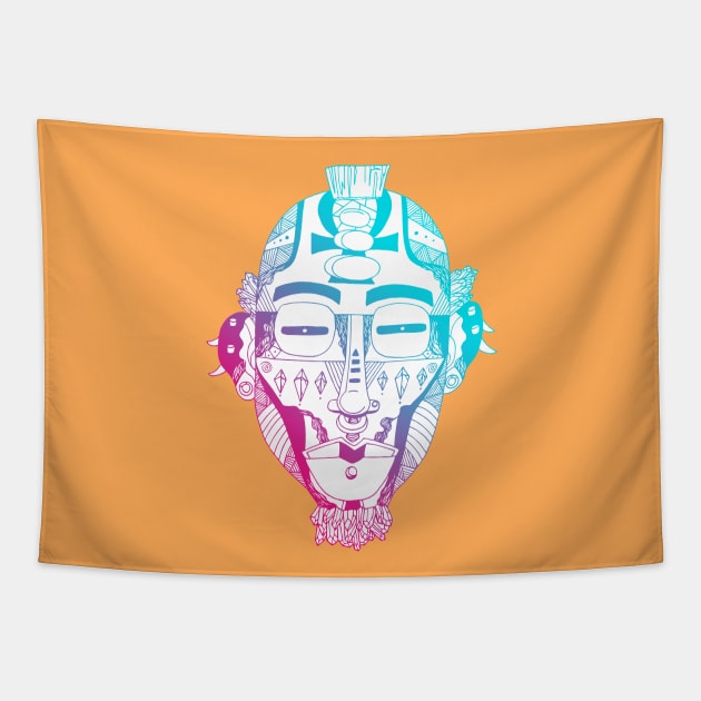 Dual Color African Mask 5 Tapestry by kenallouis