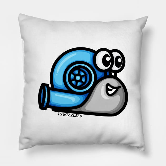 Turbo Snail (Version 1) - Blue / Gray Pillow by hoddynoddy