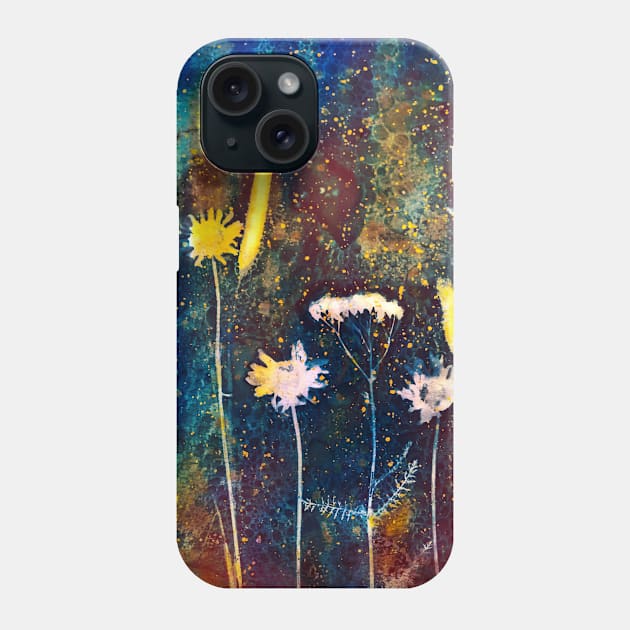 Botanical cyanotype wildflowers 2 Phone Case by redwitchart