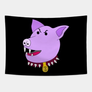 Aggressive Angry Pig Head Expression Artistic Cartoon Tapestry