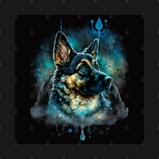 German Shepard Puppy doggy dog Sci-fi by Buff Geeks Art